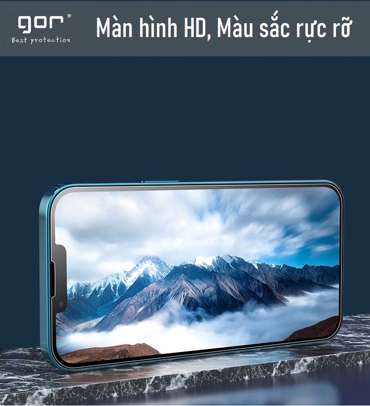 Kính Cường Lực Gor cho Iphone 15 Pro Max/ 15 Pro/ 15/ 15 Plus Trong Suốt, Không Viền Đen 9H Vát 2.5D (Hộp 2 Miếng) - Fullbox