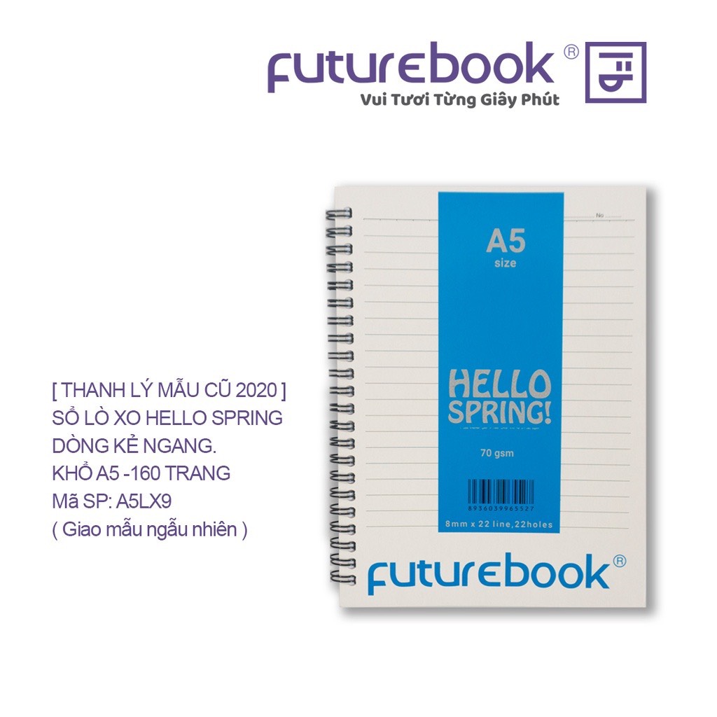 [Thanh lý Mẫu Cũ 2020] Sổ Lò Xo Hello Spring A5- Kẻ Ngang- 160 Trang. VPP FUTUREBOOK. MSP: A5LX9 . Giao mẫu ngẫu nhiên.