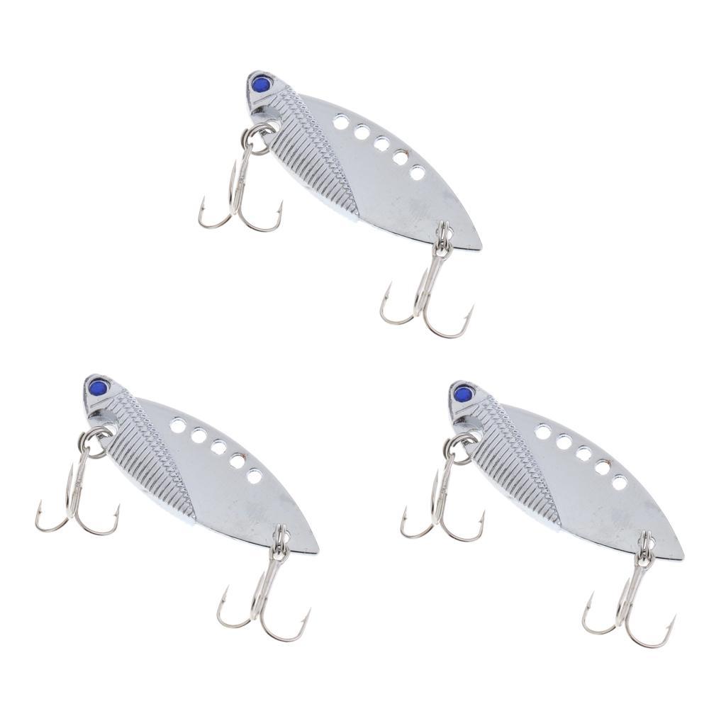 3Pcs Silver Minnow Spoon Hard Bait Metal Fishing Lures Baits with Treble Hooks Suit for Pike, Largemouth Bass, Walleye, Salmon and Trout Fishing