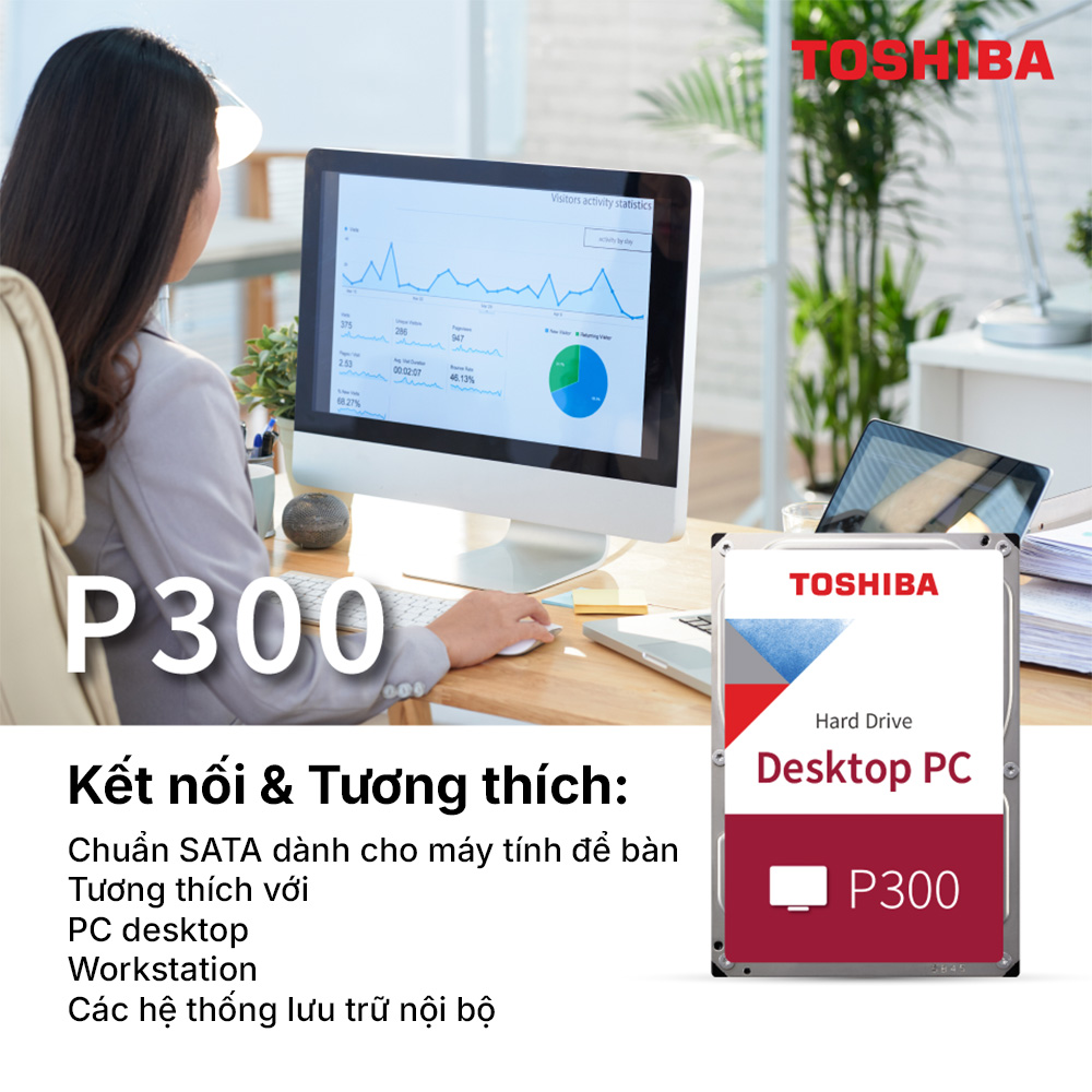 Ổ cứng gắn trong Toshiba P300 2TB desktop - Hàng chính hãng