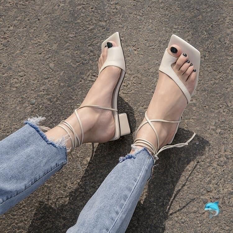 Giày sandal nữ mã THS54 mũi vuông gót vuông cao 3cm hàng đẹp chuẩn form