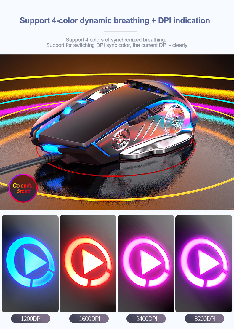 Professional Wired Gaming Mouse 6 Button 3200 DPI LED Optical USB Computer Mouse Gamer Mice Game Mouse Mause For PC laptop 