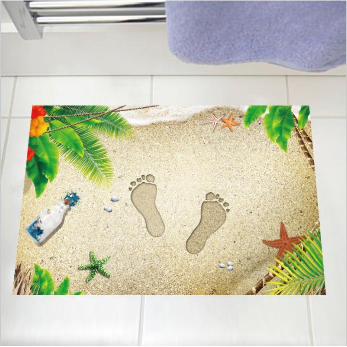 Decal trang trí tường bàn chân trên cát