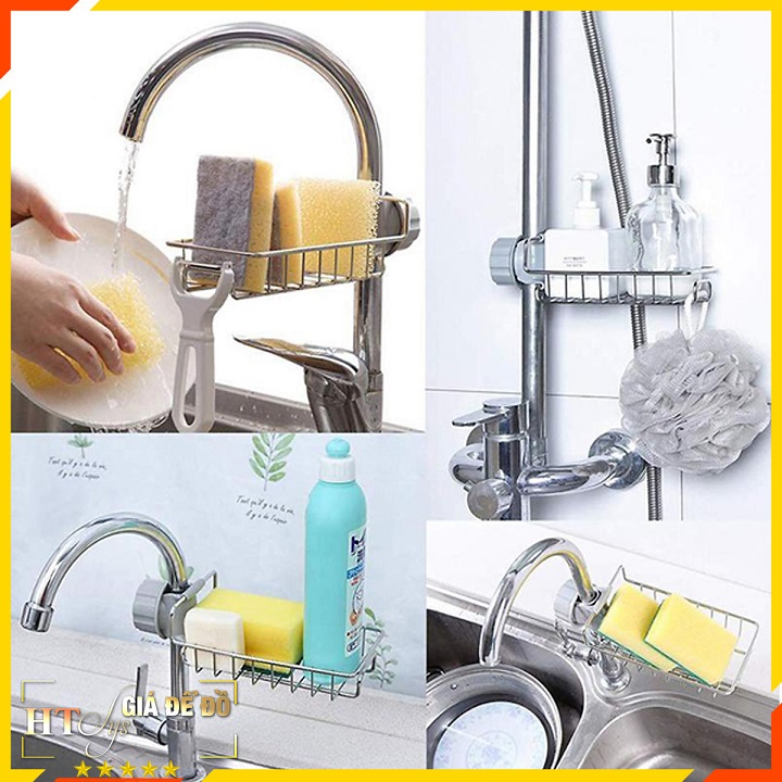 Kệ đựng đồ rửa chén bát Xoong nồi , kệ inox gắn vòi nước đa năng giá để giẻ rửa bát dụng cụ nhà bếp tiện dụng Kitchen