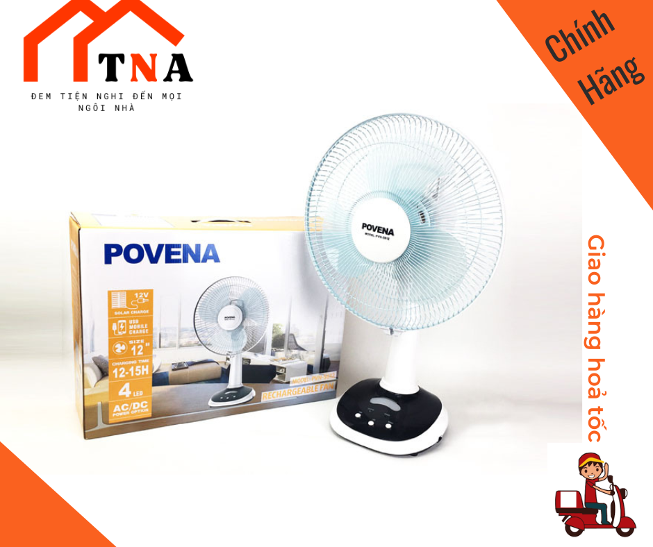 Quạt sạc điện Povena PVN-5612