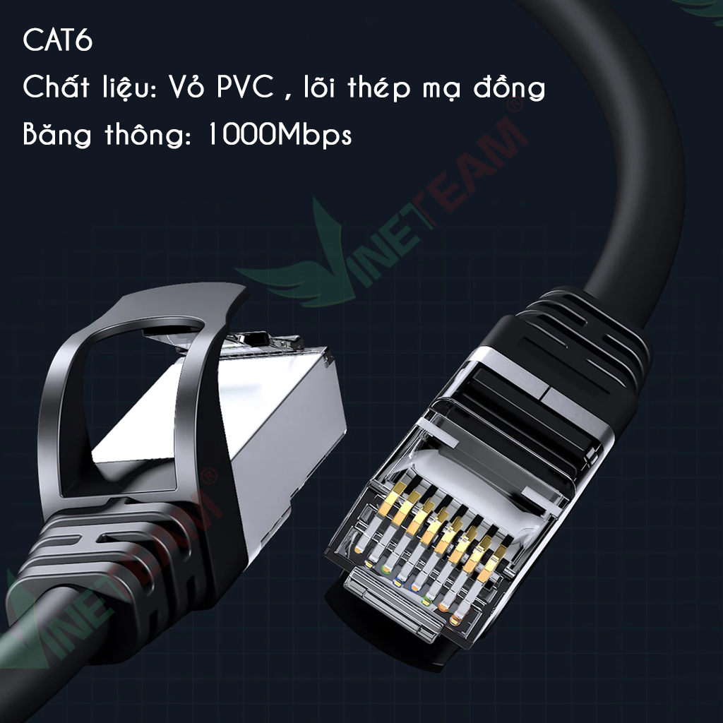 VINETTEAM Dây Cáp Mạng CAT6 Bấm Sẵn 20m/8m/5m/3m/2m - Hàng Chính Hãng