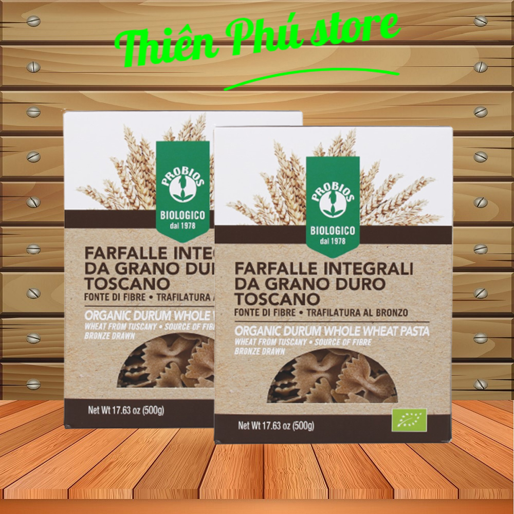 Nui Nơ Hữu Cơ 500g ProBios Organic Whole Wheat Farfalle