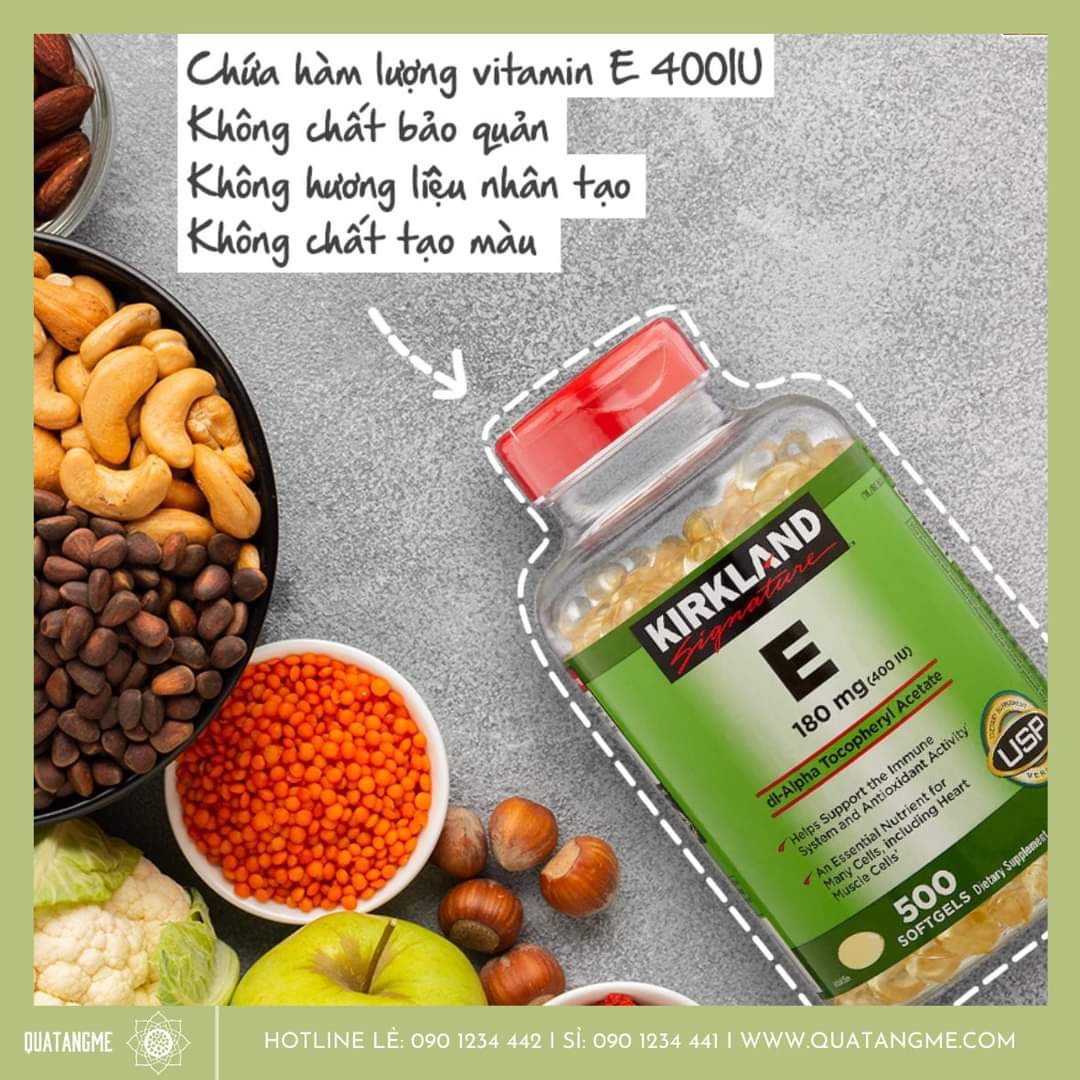 Vitamin E Mỹ Kirkland Signature E 180mg (400IU) tốt cho tim mạch, giúp làm đẹp da, mượt tóc, làm chậm quá trình lão hóa và tăng cường sức khỏe tổng thể - OZ Slim Store