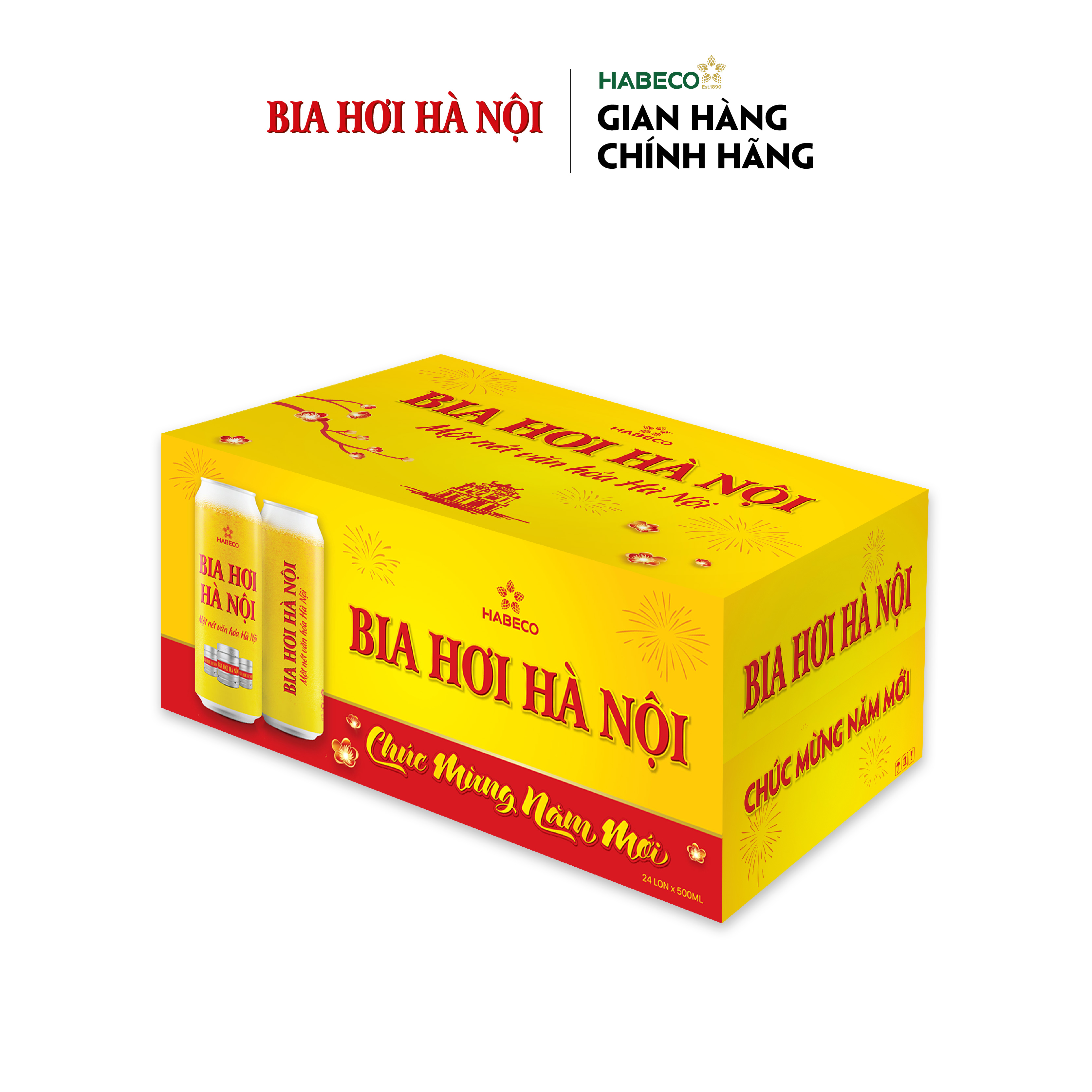 Combo 2 Thùng Bia Hơi Hà Nội - Thùng 24 lon 500ml - Phiên bản Tết