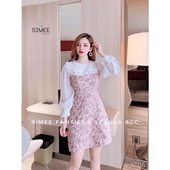 Váy thiết kế Simee gấm xốp cổ bèo