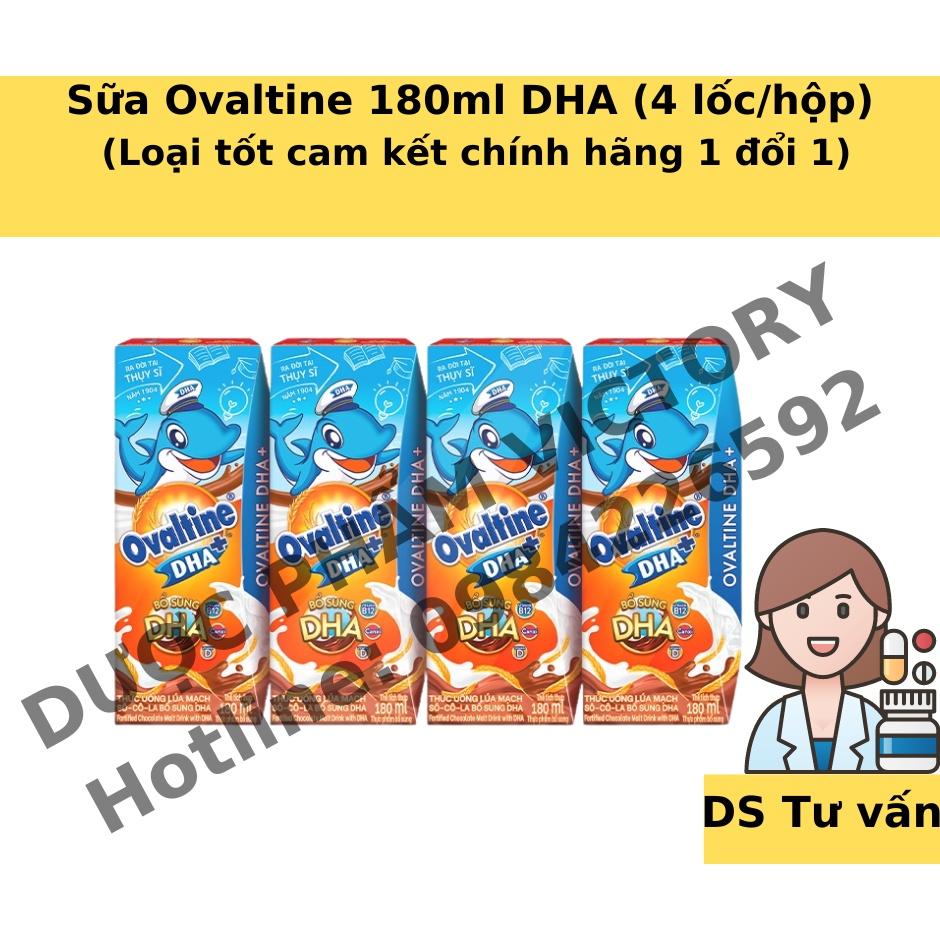 Sữa lúa mạch hương vị sô-cô-la Ovaltine DHA+ công thức mới 180ml (lốc 4 hộp)