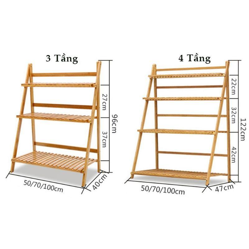 Kệ để cây cảnh, sen đá bằng tre nhiều tầng