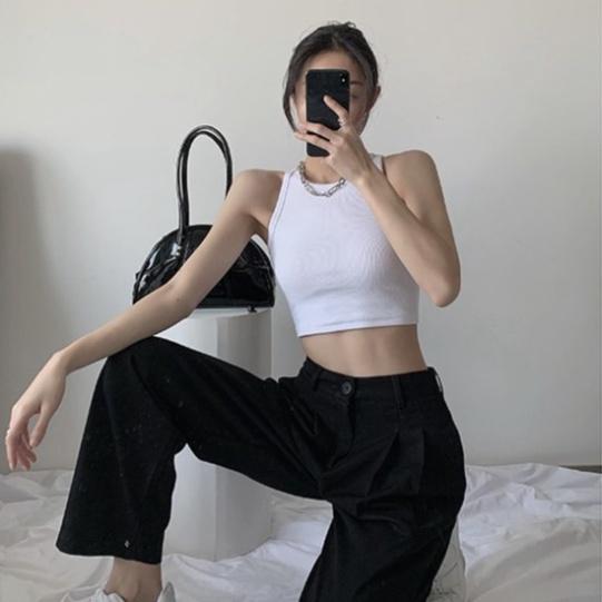 Áo croptop len tăm sát nách thời trang nữ , thun tăm cổ tròn 3 lỗ nữ ulzzang The Kim A121 chất mát, phom đẹp, coco land