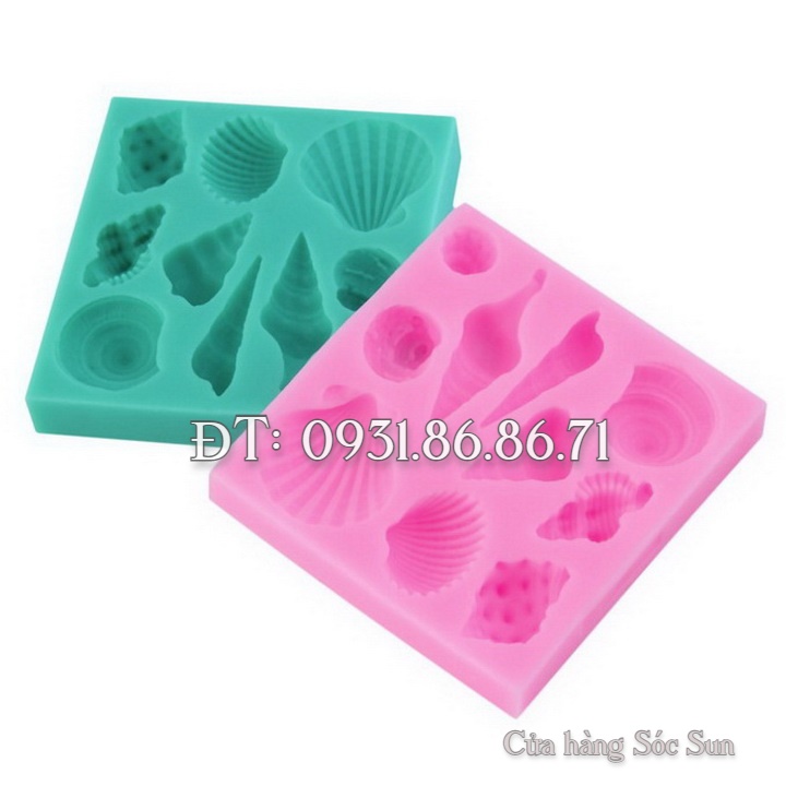 Khuôn silicon 10 con sò, ốc biển - Mã số 1174
