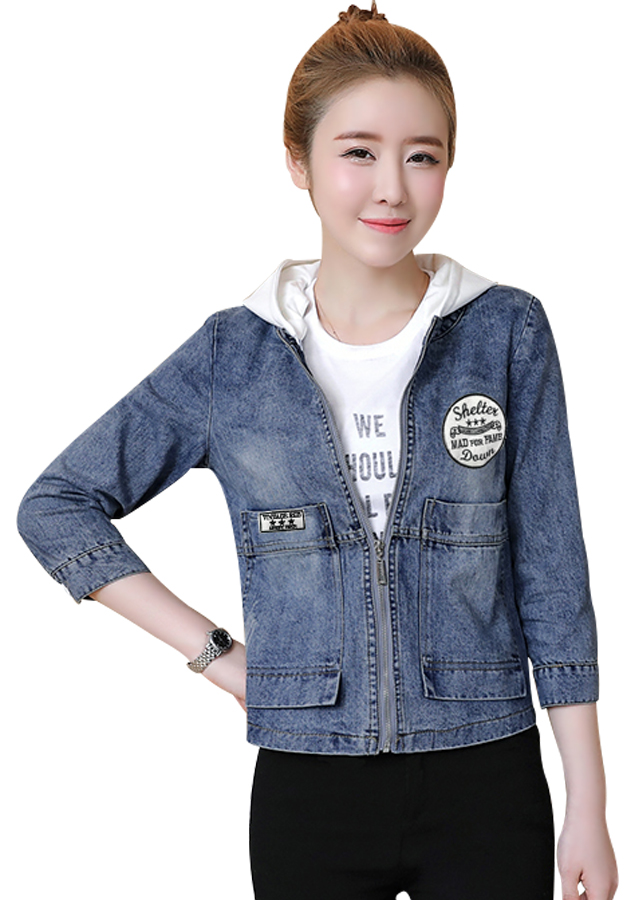 Áo khoác jean nữ phối nón
