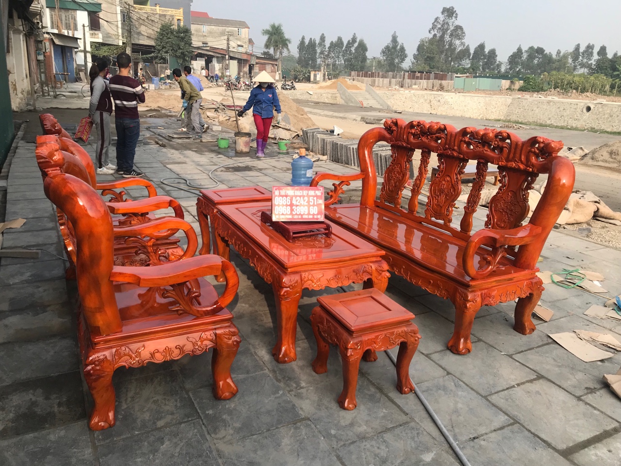 Bộ bàn ghế Minh quốc Đào gỗ xà cừ