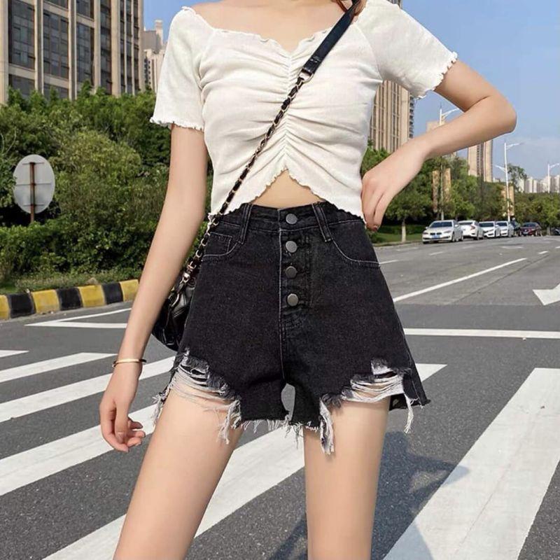 Quần Sort Xám Đen Lưng Cao 3Cúc Bigsize siu xinh