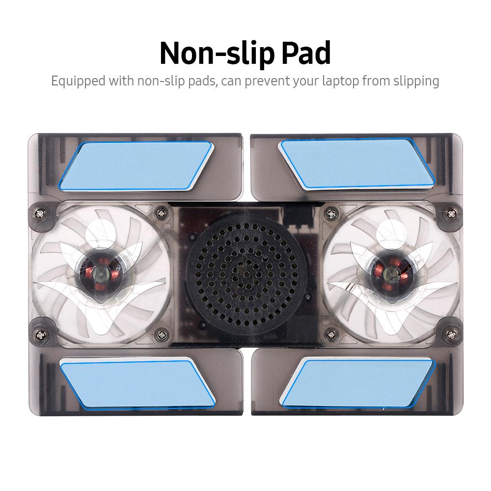 Đế làm mát máy tính xách tay hỗ trợ USB Thiết kế quạt kép với miếng chống trượt