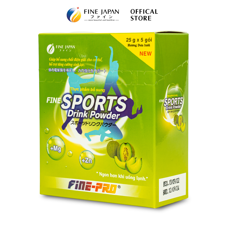 Bột Pha Nước Điện Giải Sport Drink Fine Japan Hương Dưa Lưới 5 Gói