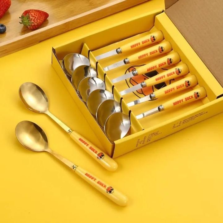 Set 6 Thìa Hình Vịt Vàng Cute Dễ Thương Dành Cho Bé
