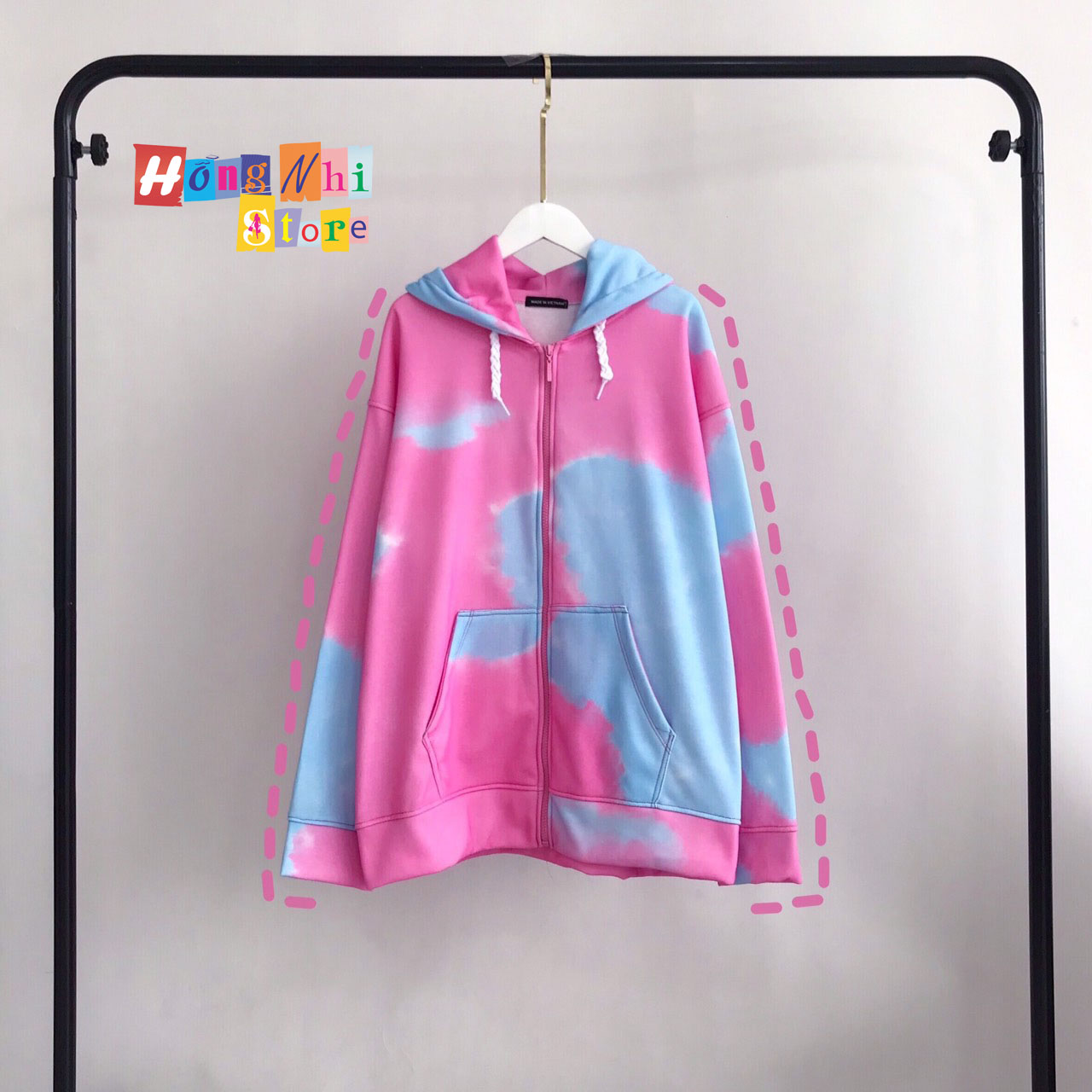 Áo Khoác Hoodie Zip 3D Oversize Ulzzang Unisex Loang Màu Dáng Rộng - MM