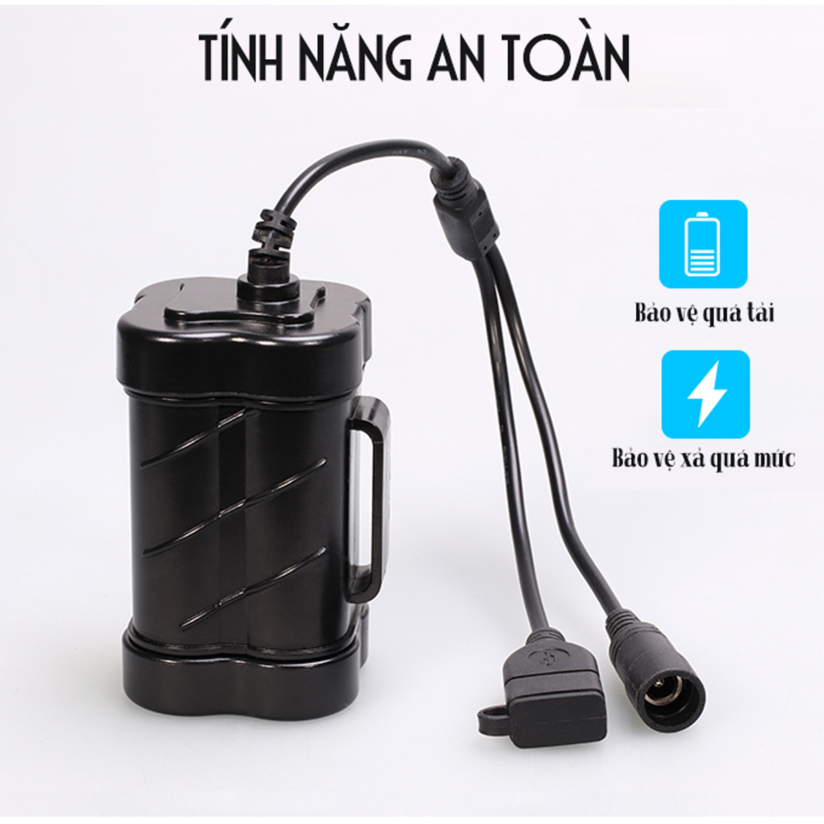 Bộ Pin Sạc Dự Phòng Cho Đèn Pha Xe Đạp 8.4V 13800mAh Pin Lithium 4x16850 Dung Lượng Lớn 2 Ngõ Ra USB/ DC Sạc qua Ngõ DC (Không kèm adapter sạc DC) Mai Lee