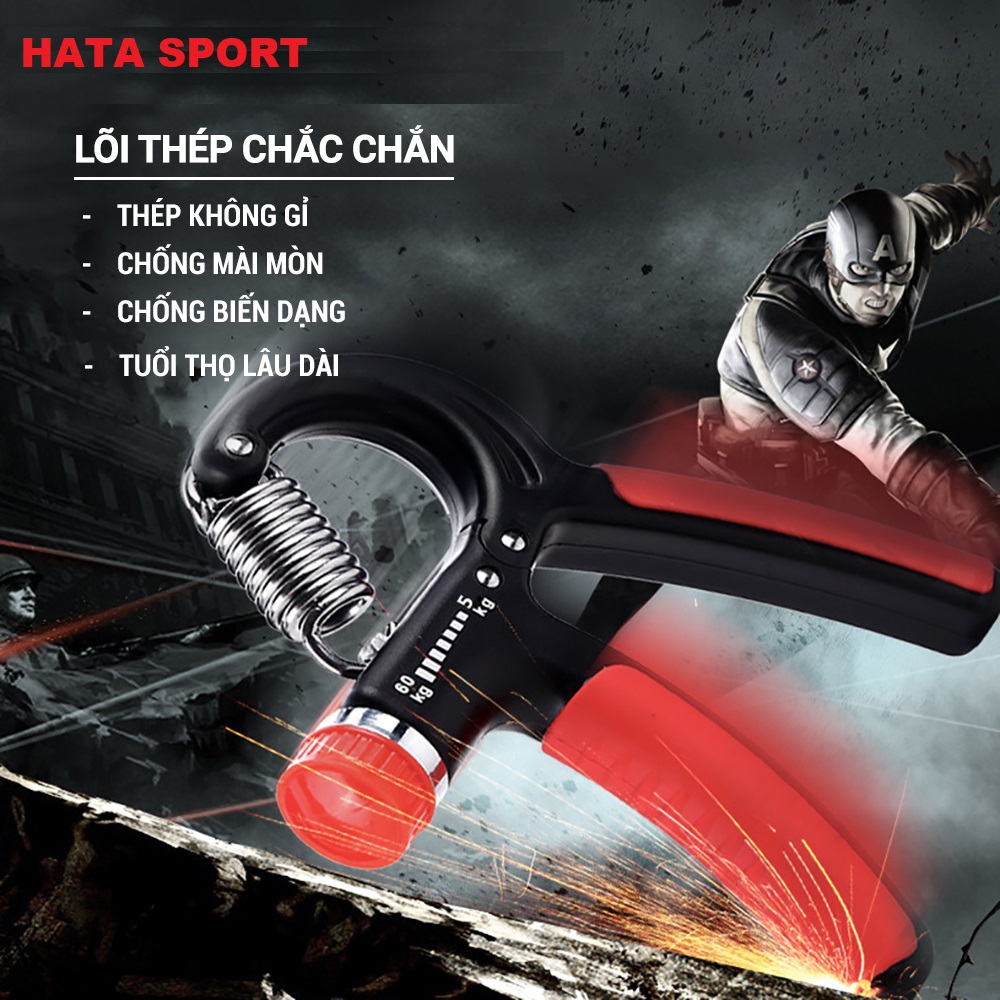 Kìm bóp tập cơ tay Hata Sport HT01E điều chỉnh lực 5kg đến 60kg chắc chắn