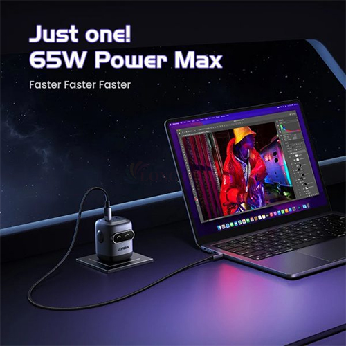 Cốc sạc Ugreen Uno RG GaN 1USB 2Type-C Robot Fast Charger 65W X662 - Hàng chính hãng