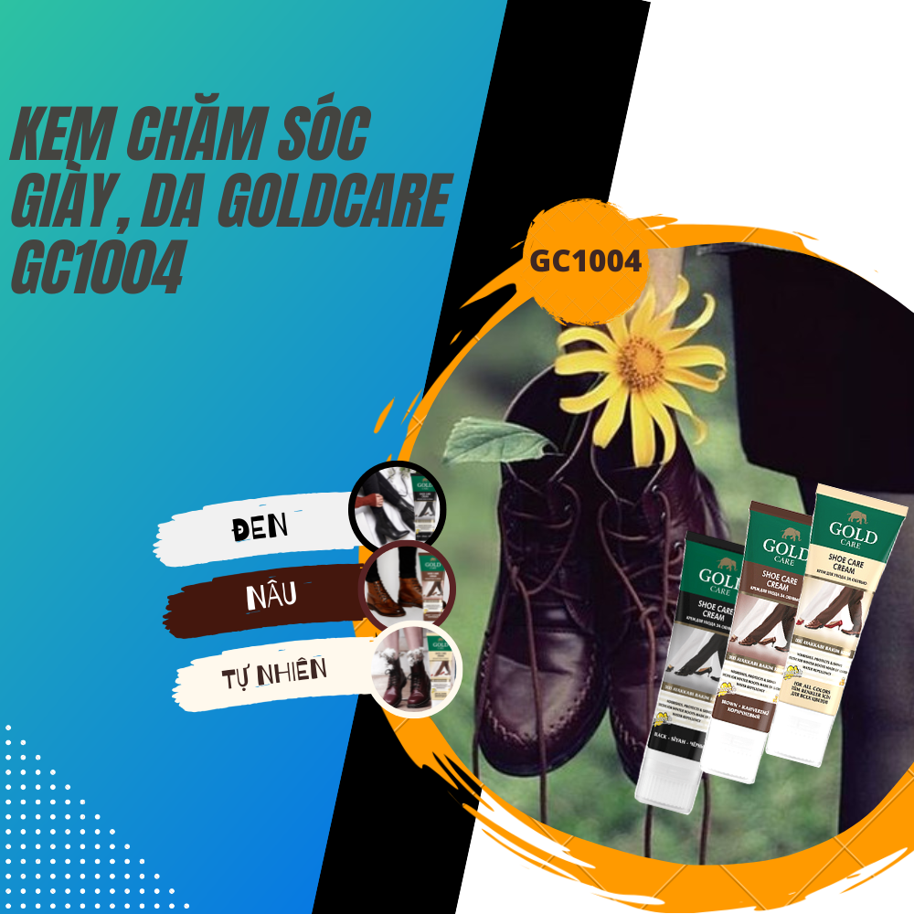 Combo Chăm Sóc Giày Da Thuộc GoldCare Gồm Kem Dưỡng GC1004 và Xịt Khử Mùi Giày GC3003