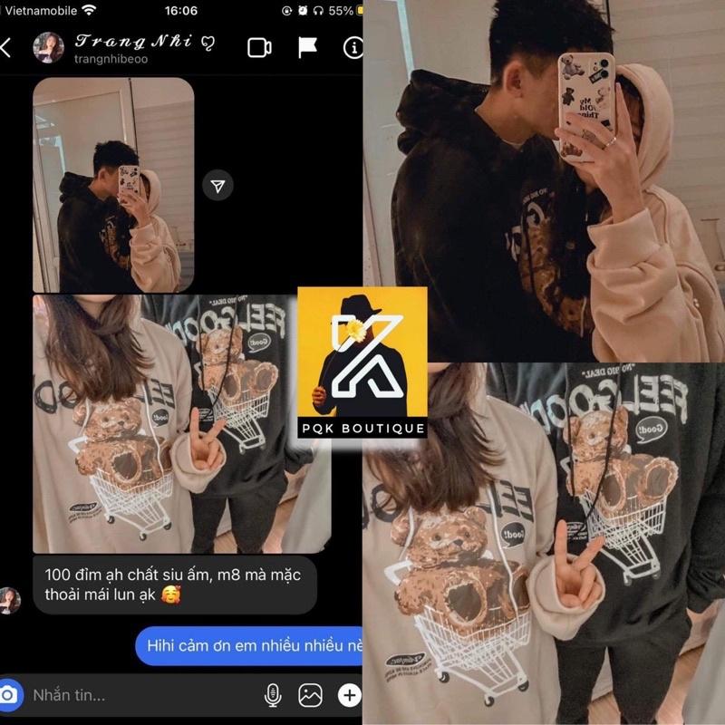 Áo Hoodie Nỉ Dáng Rộng in gấu BEAR 3D, khoác nỉ có nón chất sịn xọ