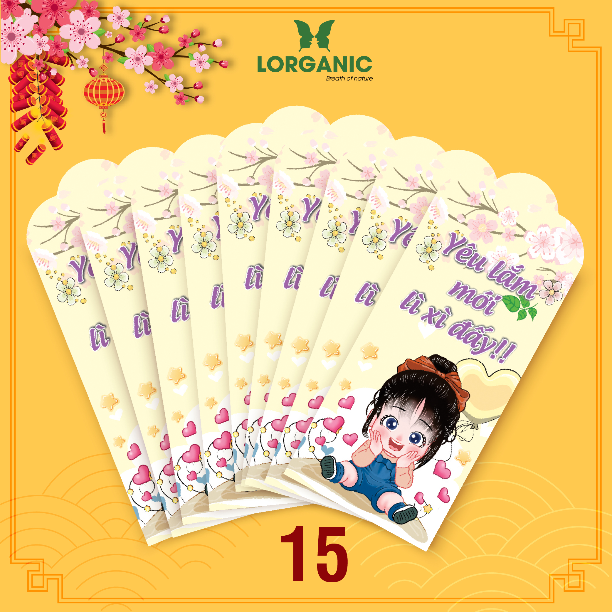 Xấp 10 Bao Lì Xì Cao Cấp - Chúc Năm Mới Tết GIÁP THÌN 2024 - COMBO DỄ THƯƠNG