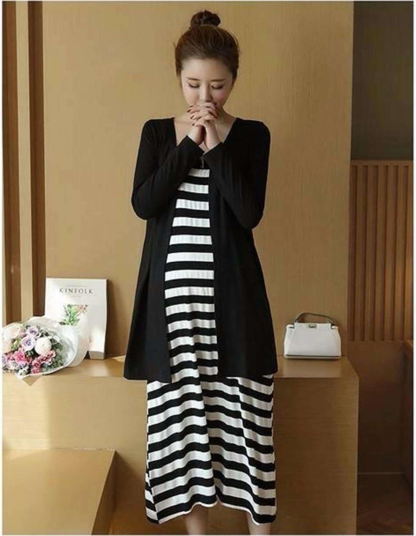 Aó khoác cardigan bầu thun đen