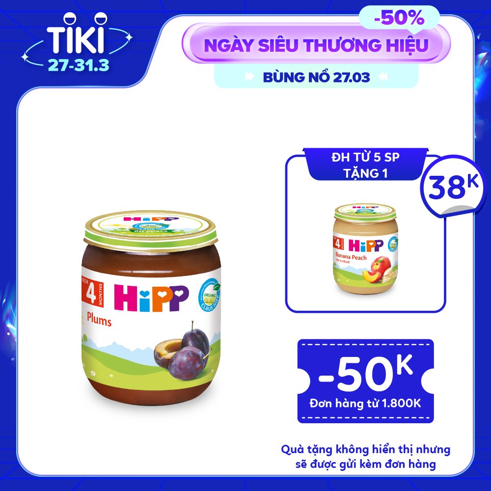 Dinh dưỡng đóng lọ ăn dặm Mận tây HiPP Organic 125g