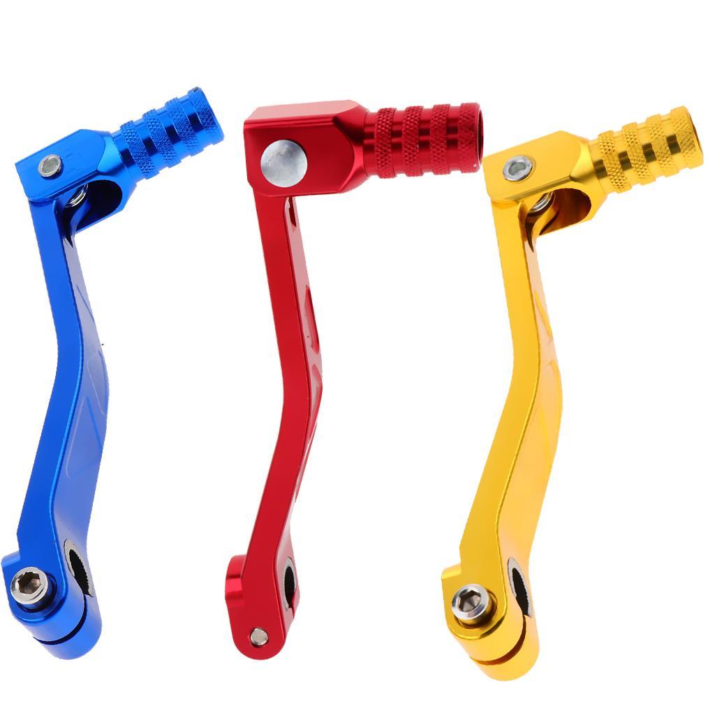 Universal Motorcycle CNC Adjustable Folding Gear Shift Lever Blue + Red