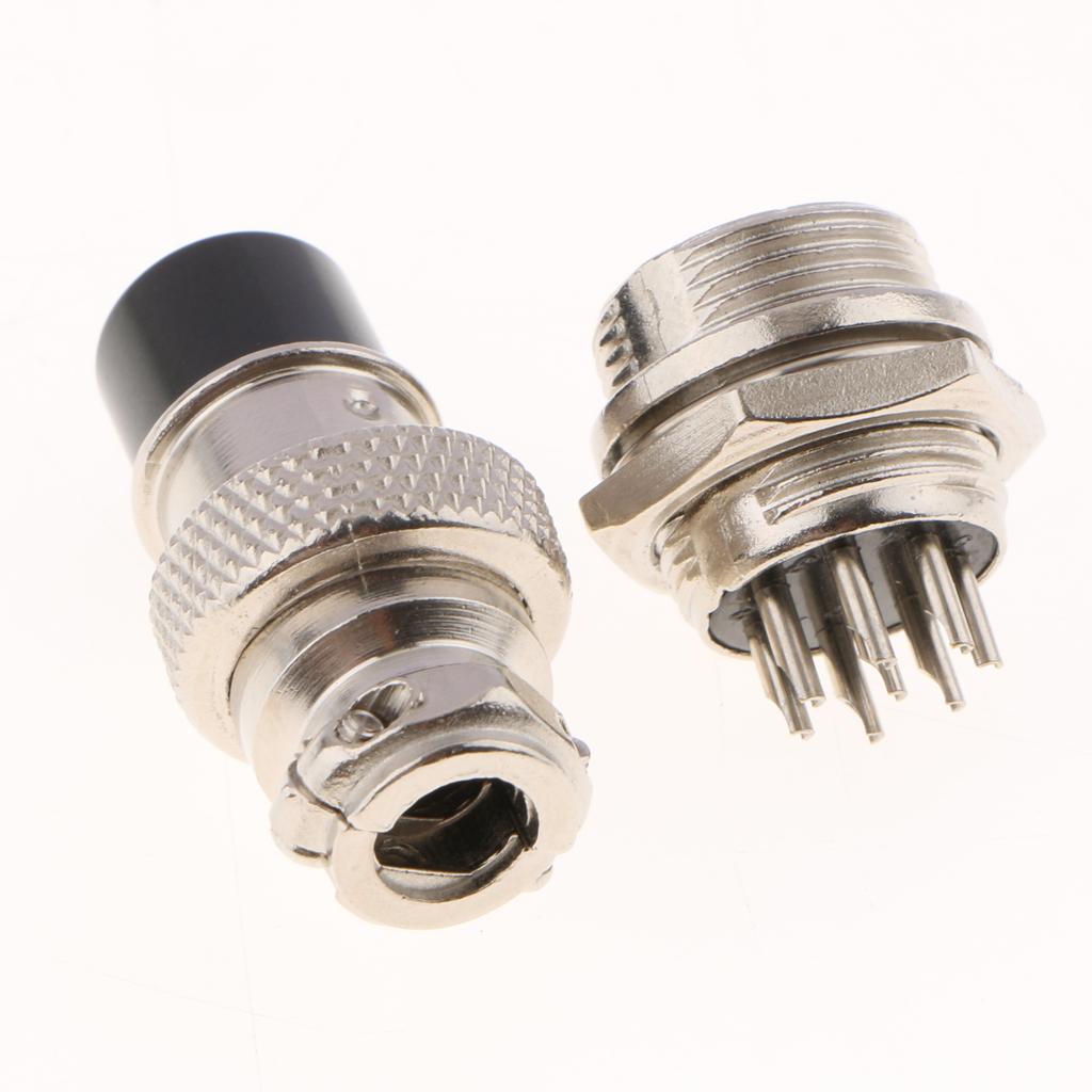 GX16-8Pins Kẽm Hợp Kim Bảng Điều Khiển Gắn Hình Tròn Hàng Không Kết Nối Cáp Cắm Ổ Cắm 2 Gói