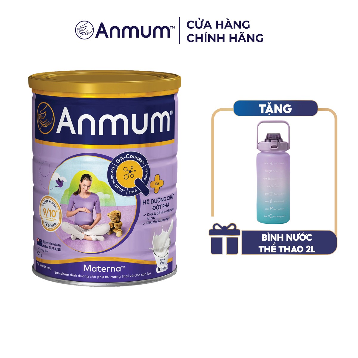 Sữa Bột Dành Cho Mẹ Bầu Anmum Materna Hương Vani 800g - Tặng bình nước thể thao