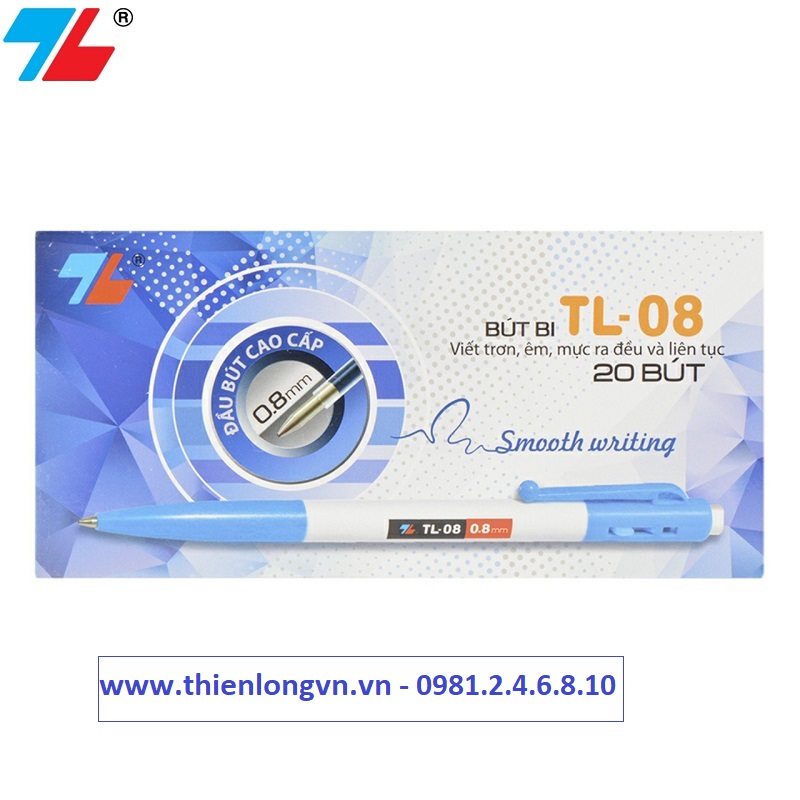 Hộp 20 cây bút bi bấm Thiên Long - TL08 màu xanh