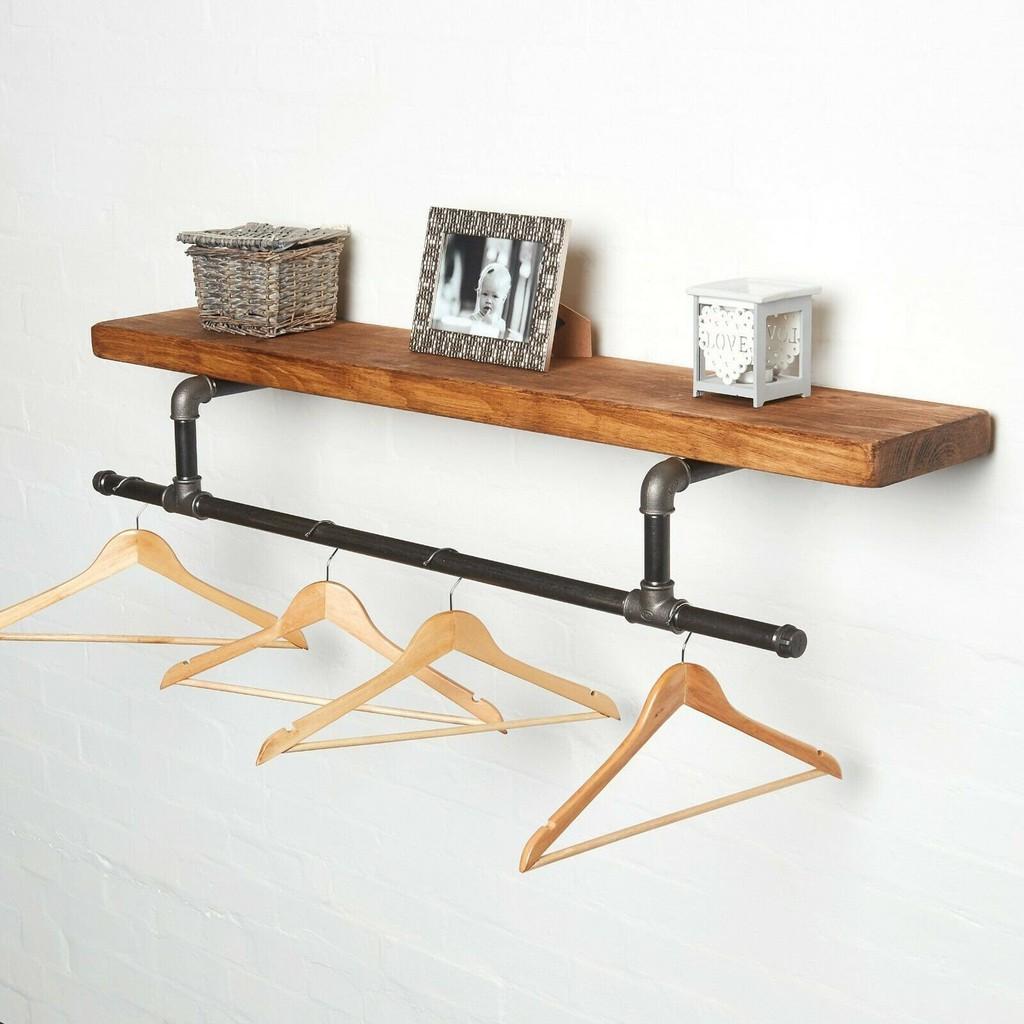 Kệ treo tường ống nước vintage, kệ ống nước cao cấp kiêm giá treo quần áo decor trang trí đẹp