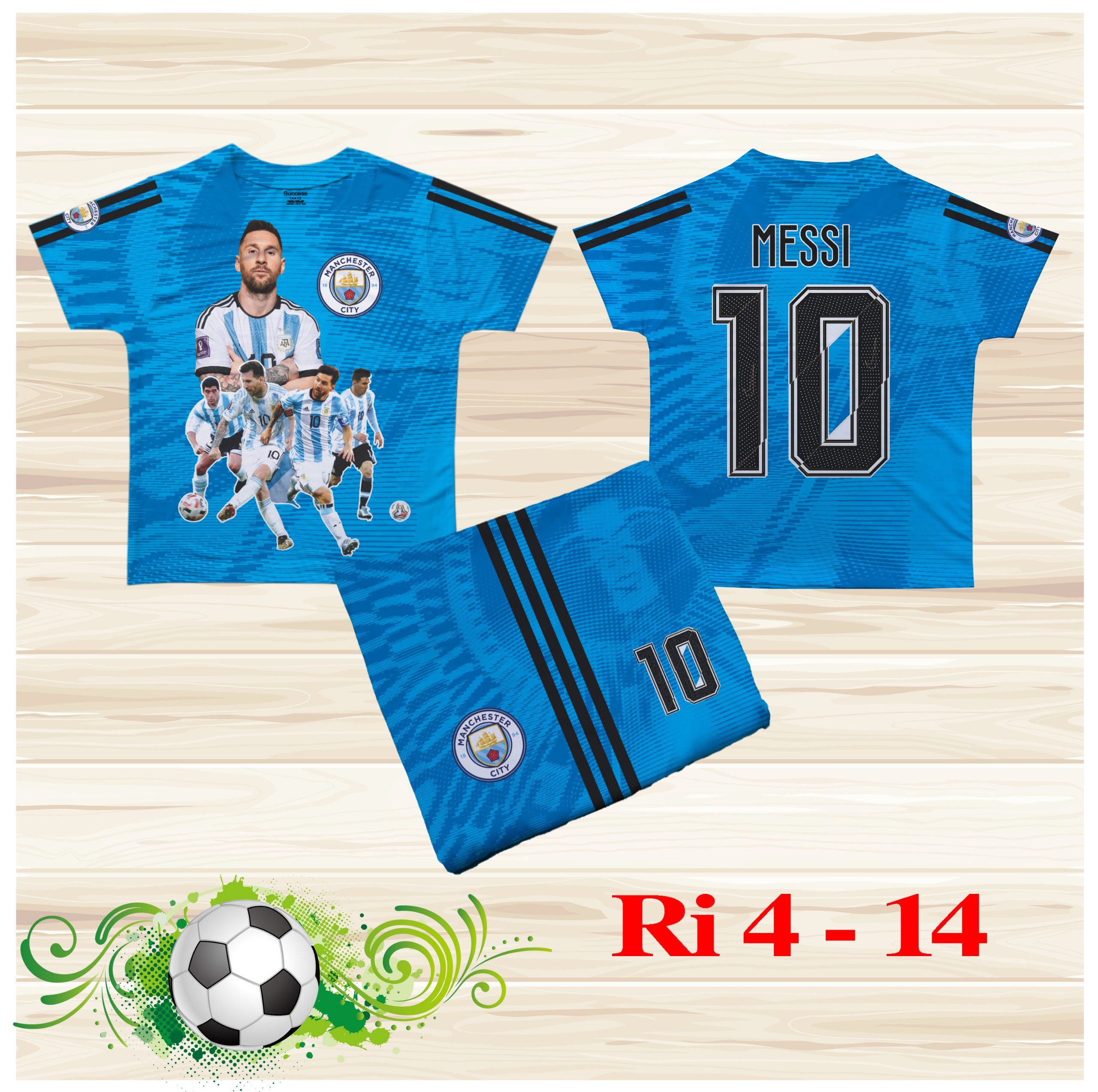 Đồ bộ thể thao cho bé hình Ronaldo 07 size từ 14-36kg chất thun lạnh thái mềm mát