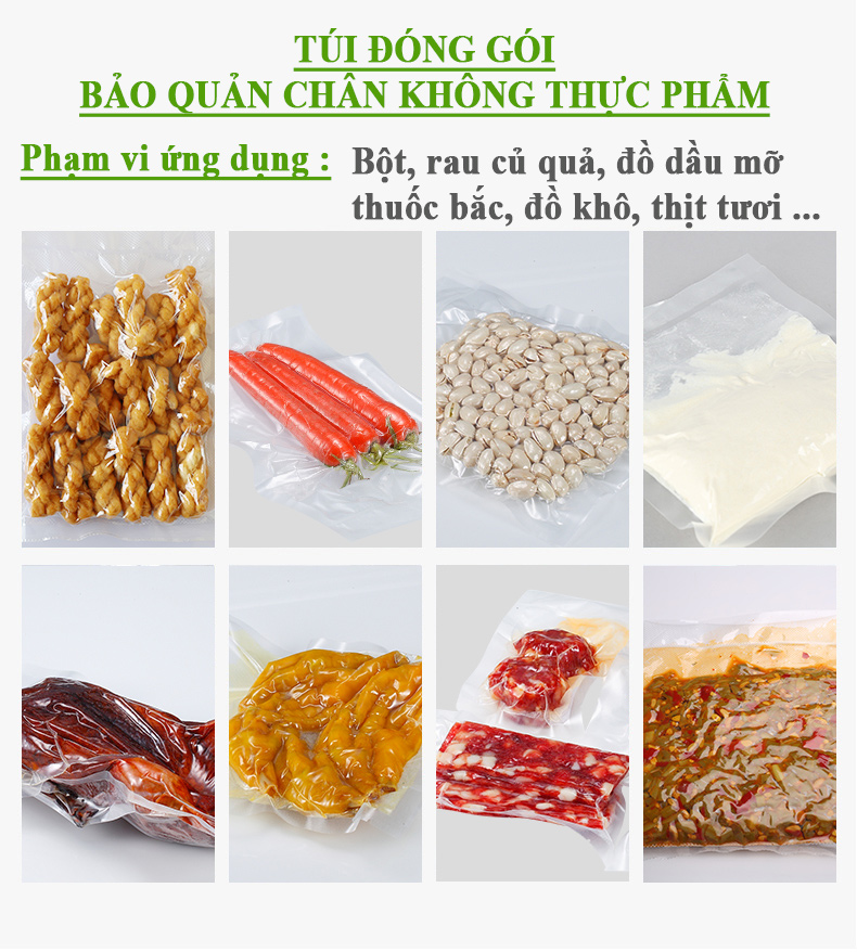 Túi Hút Chân Không Thực Phẩm Hai Mặt Trơn (1kg) - 16cmx25cm