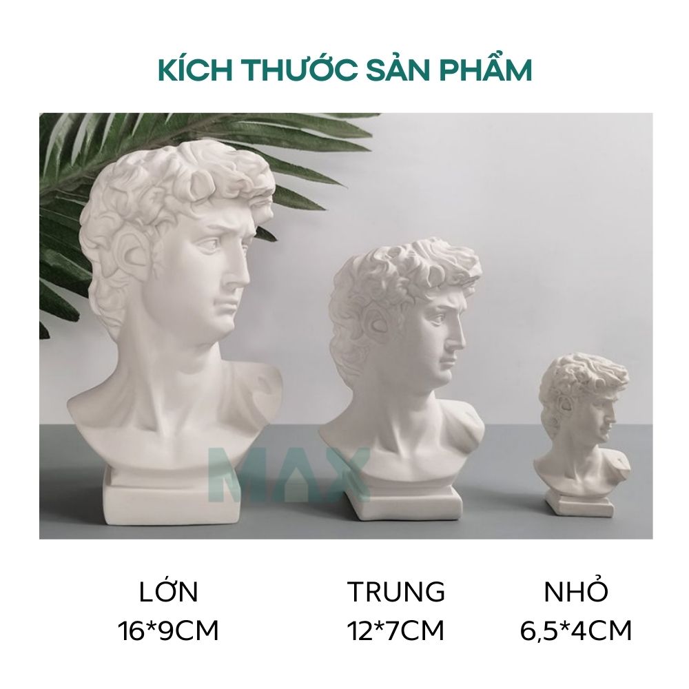 Mô hình đầu tượng David, tượng đầu người bằng nhựa thạch cao trắng dùng trang trí decor, tập vẽ kí họa,DIY