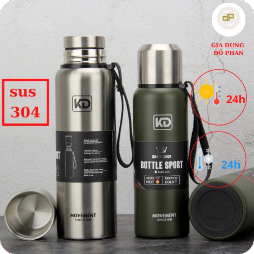 Bình giữ nhiệt inox 304 cao cấp KD 3 lớp giữ nóng và lạnh 24h, có lưới lọc trà, nắp uống nước