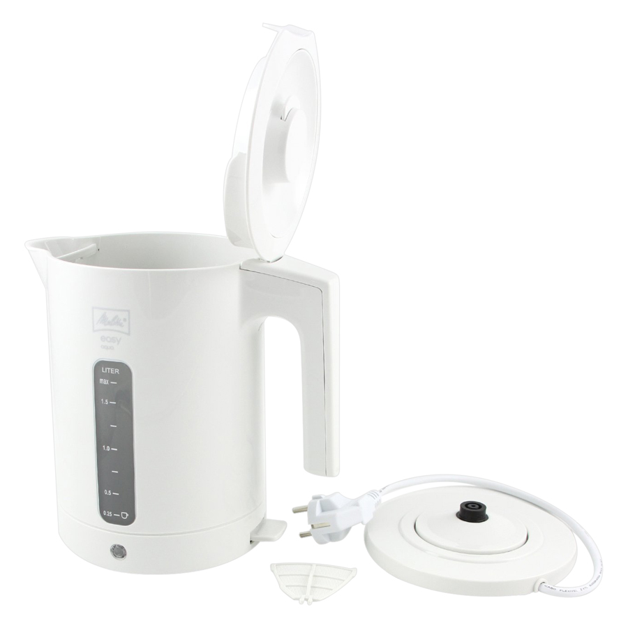 Ấm Đun Nước Siêu Tốc Kettle Melitta Easy Aqua (1.7L) - Trắng - Hàng nhập khẩu chính hãng  từ Đức