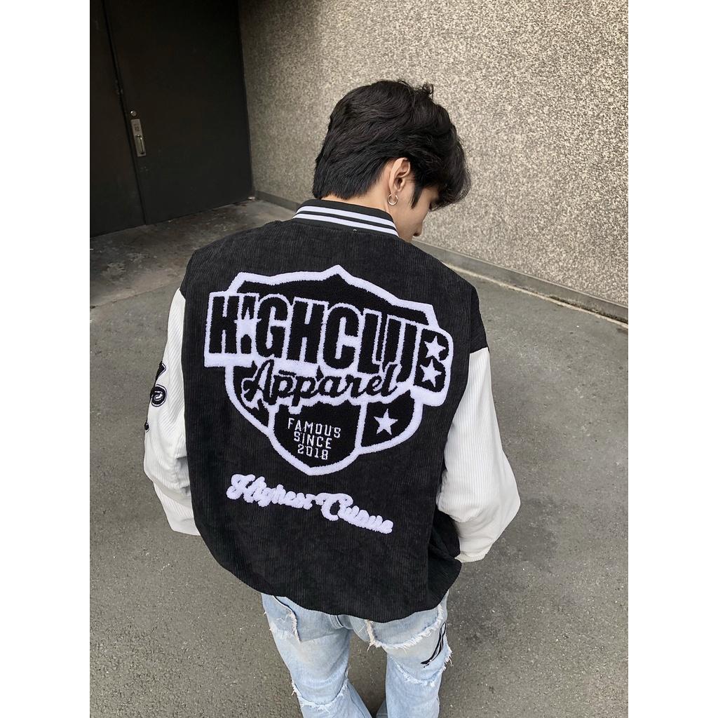 Áo Khoác BADGE Unisex Nam/Nữ Nhung Tăm Đen/Trắng - HIGHCLUB
