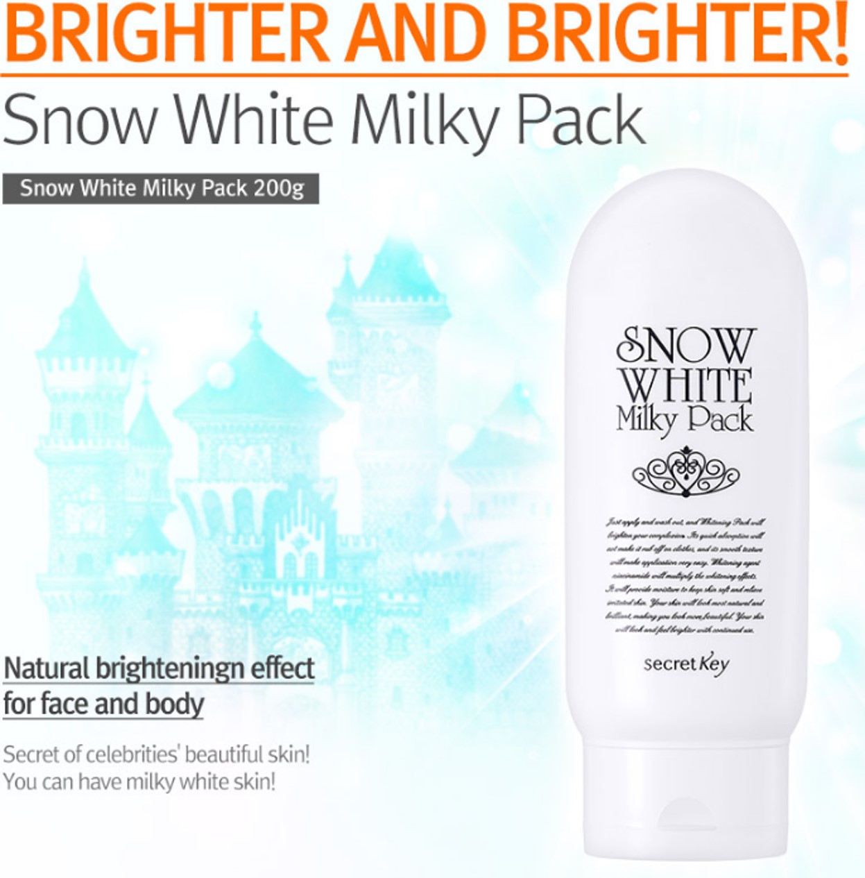 Kem dưỡng trắng mặt và toàn thân Secret Key Snow White Milky Pack 200g