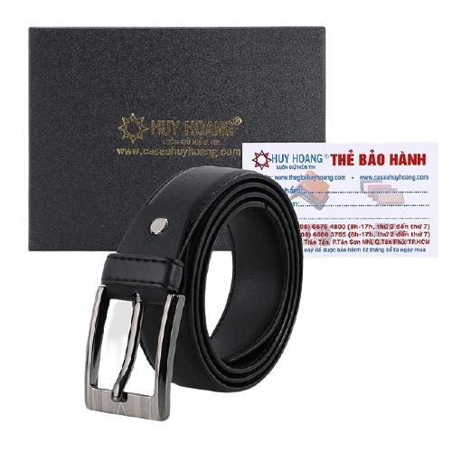 Dây nịt nam Huy Hoàng 3,5 phân may viền màu đen HC4005