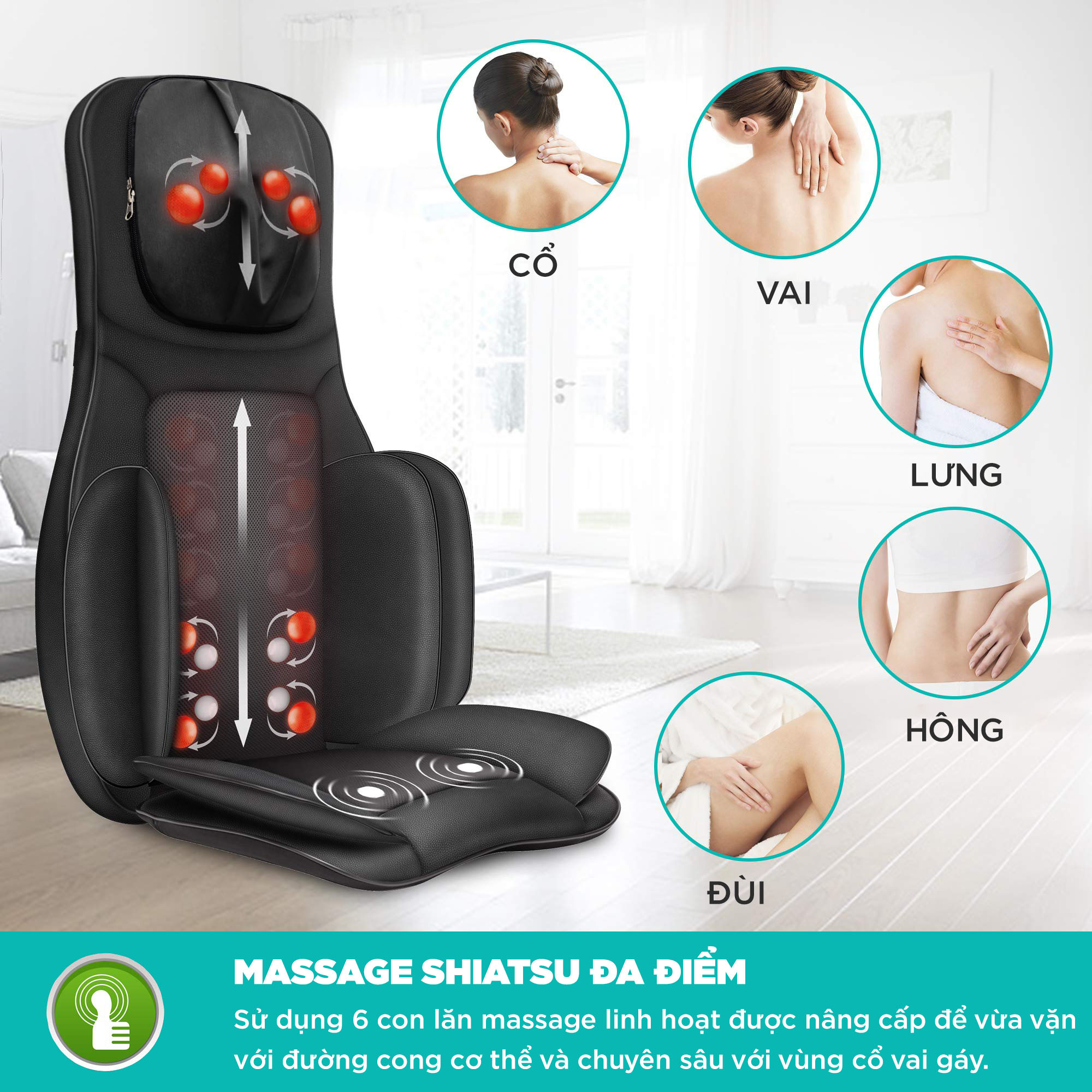 Đệm, Ghế Massage Cao Cấp KingTech KC-700 - Máy Mát Xa Lưng, Cổ Vai Gáy Chế Độ 3D Chuyên Sâu, Kết Hợp Tính Năng Nhiệt, Túi Khí - Hàng Chính Hãng