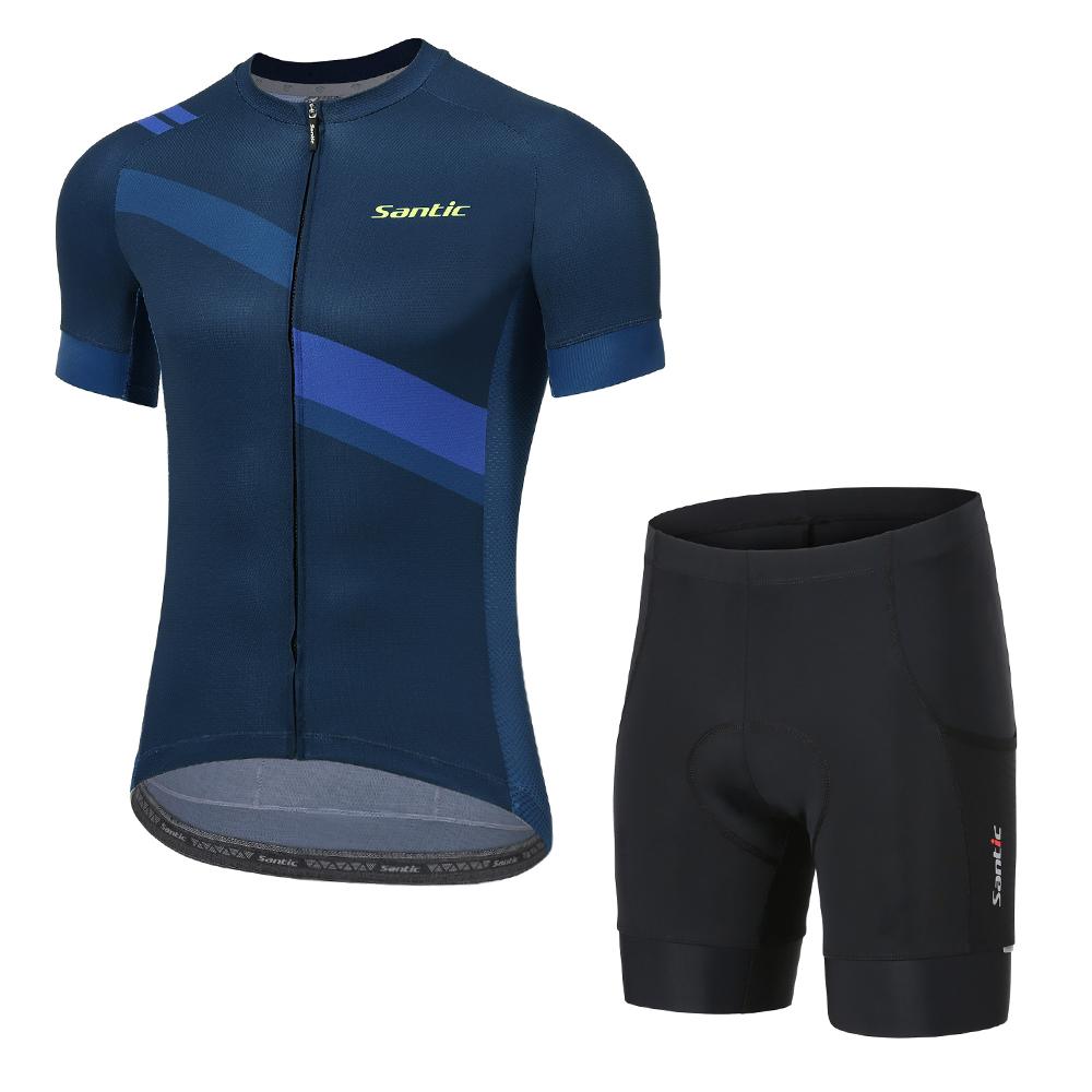 Santic Nam Bộ Quần Áo Đi Xe Đạp Ngoài Trời MTB Thể Dục Quần Short 4D Có Đệm Bộ Đồ Phù Hợp Với Tay Ngắn Xe Đạp Đường Trường Activewear Kích Thước Châu Á Color: 2220W-KM1C05136H Size: 3XL