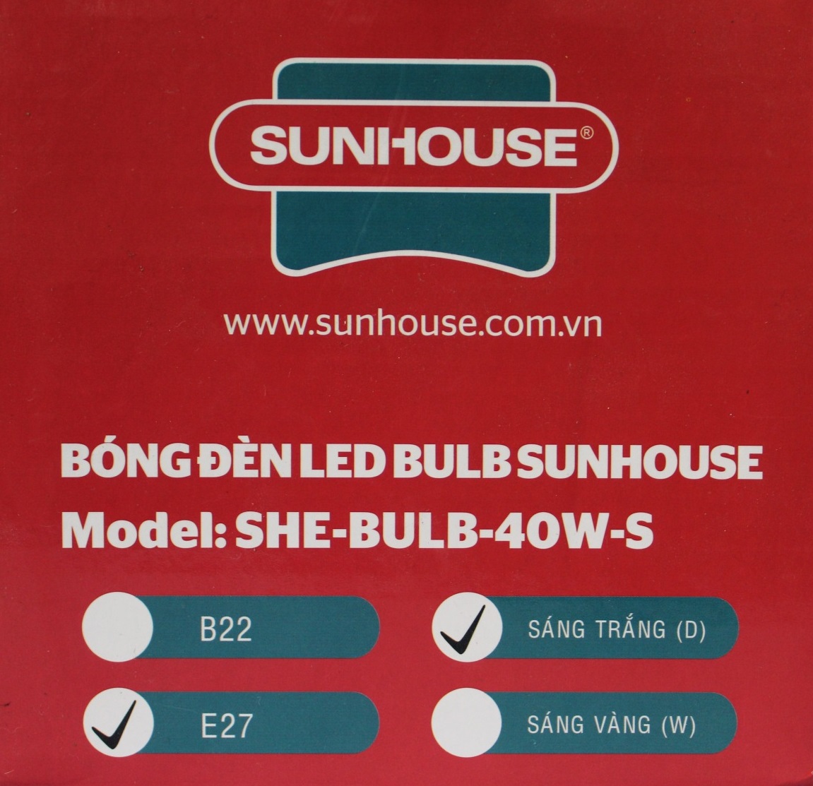 Bóng Đèn Led Bulb Công Suất Lớn Sunhouse SHE-BULB-40W-S - Chính Hãng