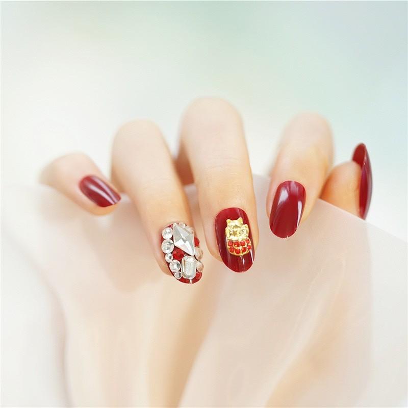 300 mẫu nail đỏ đính đá đẹp đơn giản nhẹ nhàng sang chảnh hàng đầu